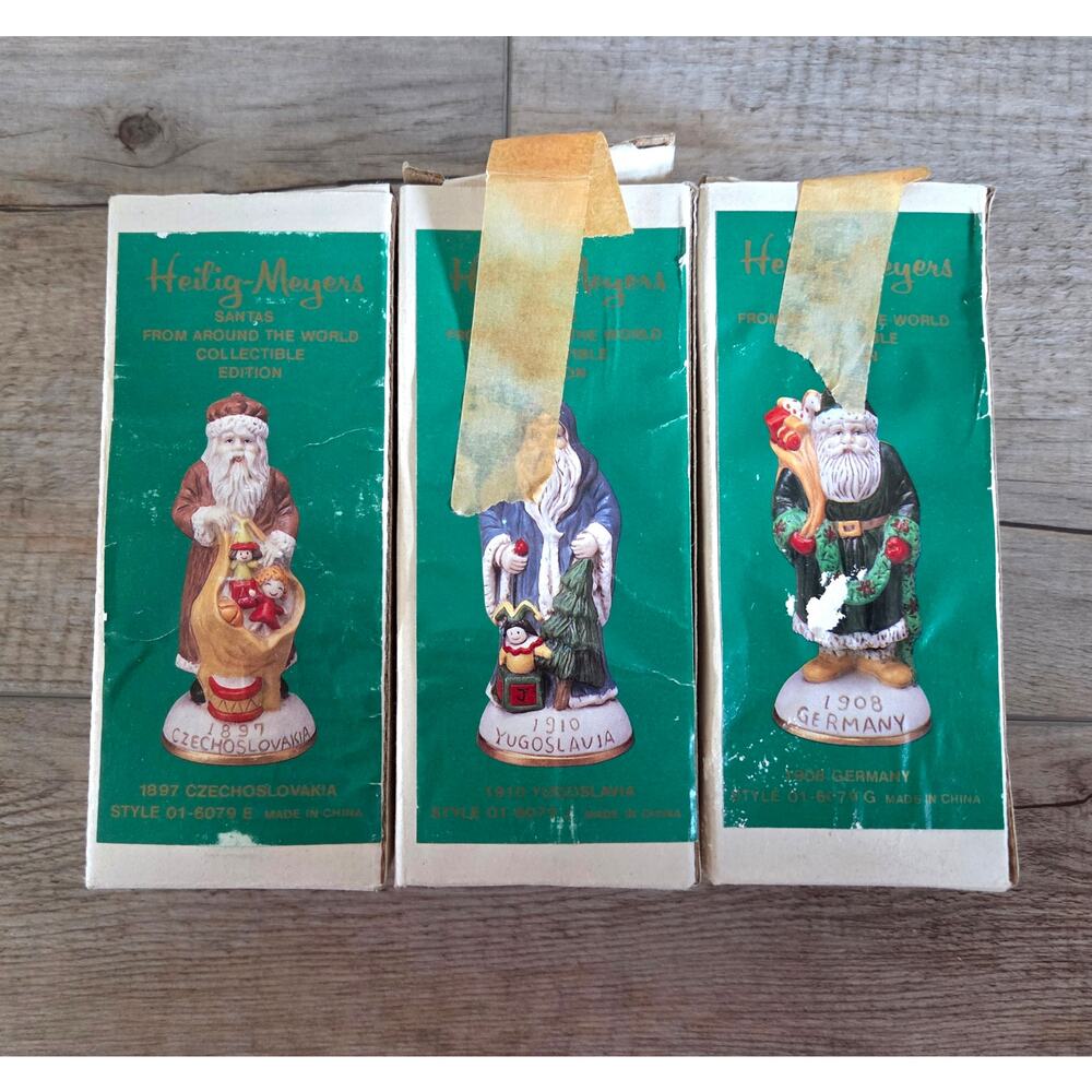 Vintage Heilig-Meyers Santas From Around the World Set of 3 W/ Boxes